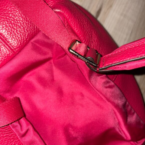 Red Pebbled Genuine Leather Coach Mini Backpack - Picture 9 of 10